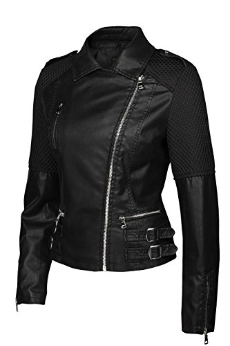 Trisens Damen-Lederjacke Trenchcoat Schwarz - 2