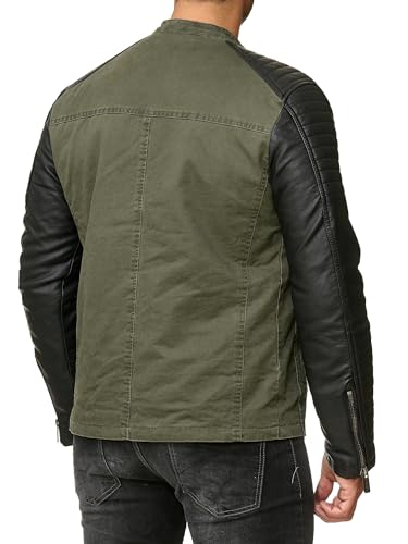 Redbridge Herren Biker Kunst-Lederjacke Khaki - 7