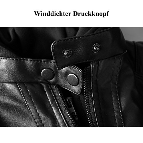 Newbestyle Damen Kapuzen PU-Leder Jacke (Normale EU-Größe) - 6