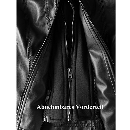 Newbestyle Damen Kapuzen PU-Leder Jacke (Normale EU-Größe) - 7