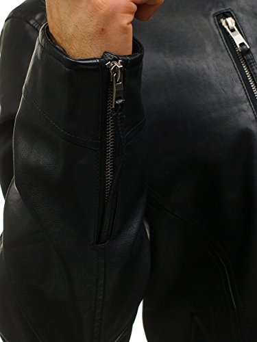 BOLF Herren Kunstlederjacke mit Reißverschluss Stehkragen Täglicher Stil NATURE 5006 Schwarz L [4D4] - 4