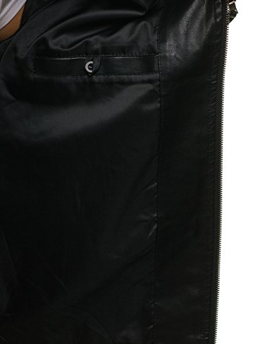 BOLF Herren Kunstlederjacke mit Reißverschluss Stehkragen Täglicher Stil NATURE 5006 Schwarz L [4D4] - 5
