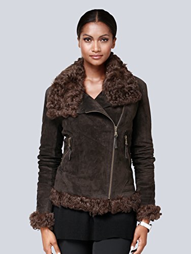 Alba Moda Damen Lederjacke mit edlem Lammfell-Besatz - 3