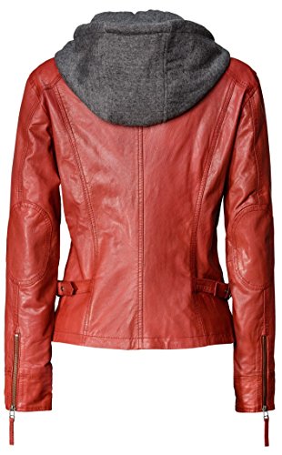 TOM TAILOR Damen Lederjacke mit Kapuze // Rot - 2