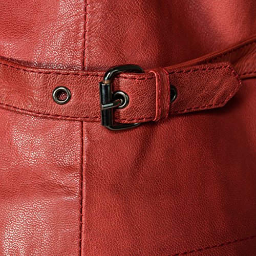 TOM TAILOR Damen Lederjacke mit Kapuze // Rot - 3