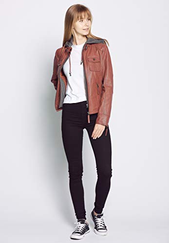 TOM TAILOR Damen Lederjacke mit Kapuze // Rot - 3
