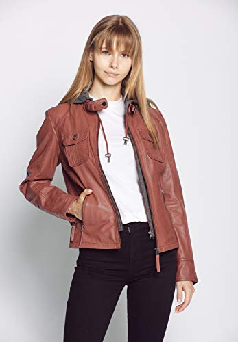 TOM TAILOR Damen Lederjacke mit Kapuze // Rot - 7