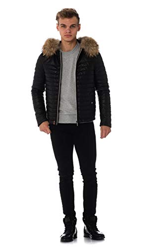 Oakwood Herren Lederjacke mit Kapuze // Schwarz - 2