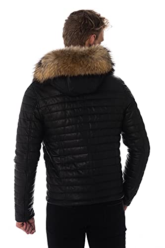 Oakwood Herren Lederjacke mit Kapuze // Schwarz - 4