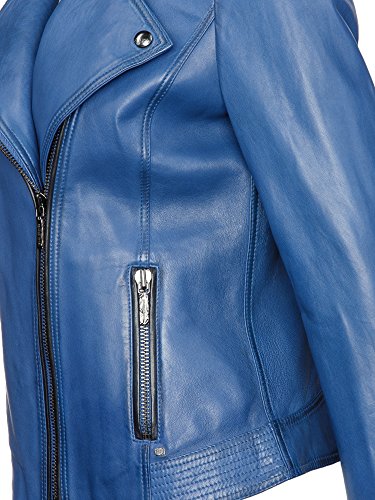 BOSS Damen LederJacke Jamela // Blau (Medium Blue 428), 40 - 3