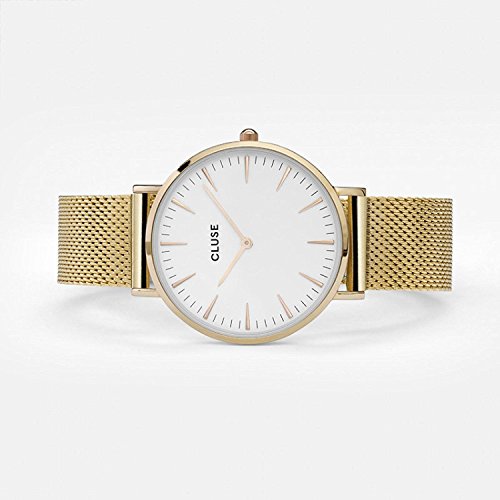 Cluse Damen Armbanduhr Analog Quarz Edelstahl, gold/weiß, CL18109 - 2