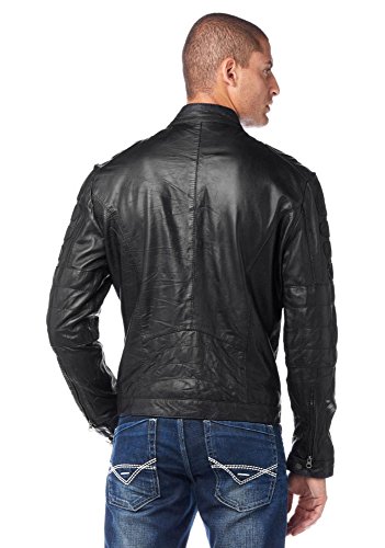Bruno Banani Herren Lederjacke Leder Schafsnappaleder // Schwarz - 2