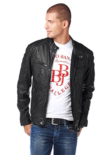 Bruno Banani Herren Lederjacke Leder Schafsnappaleder // Schwarz - 5