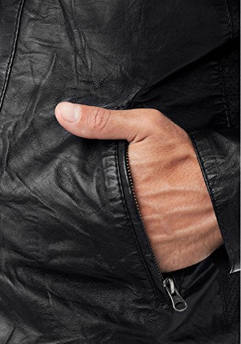 Bruno Banani Herren Lederjacke Leder Schafsnappaleder // Schwarz - 6