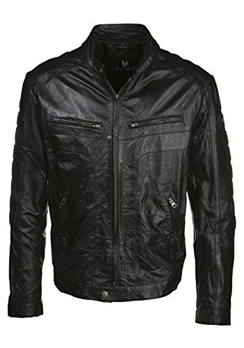 Bruno Banani Herren Lederjacke Leder Schafsnappaleder // Schwarz - 8