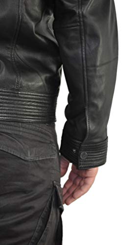 Bruno Banani Herren Lederjacke mit abnehmbarer Kapuze // Schwarz - 4