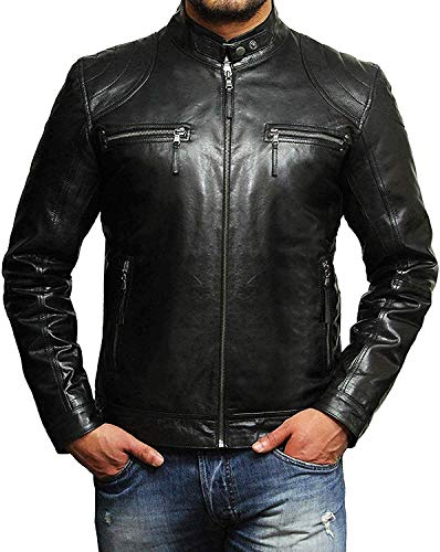 Brandslock Herren Lederjacke mit Lammnappa Leder, in Schwarz - 5