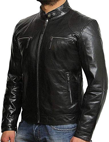 Brandslock Herren Lederjacke mit Lammnappa Leder, in Schwarz - 3