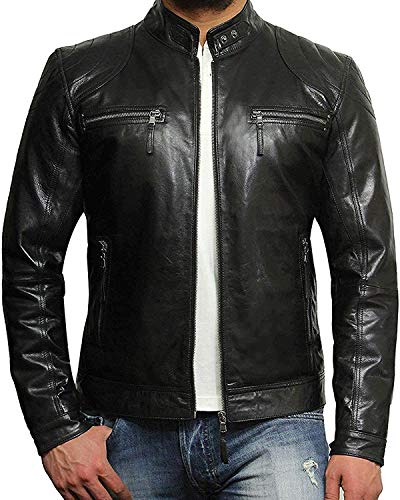 Brandslock Herren Lederjacke mit Lammnappa Leder, in Schwarz - 4