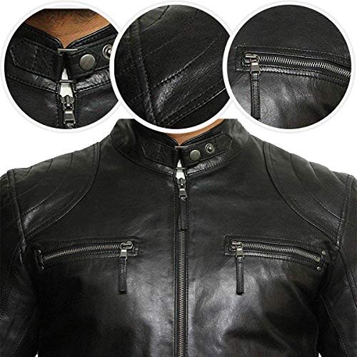 Brandslock Herren Lederjacke mit Lammnappa Leder, in Schwarz - 6