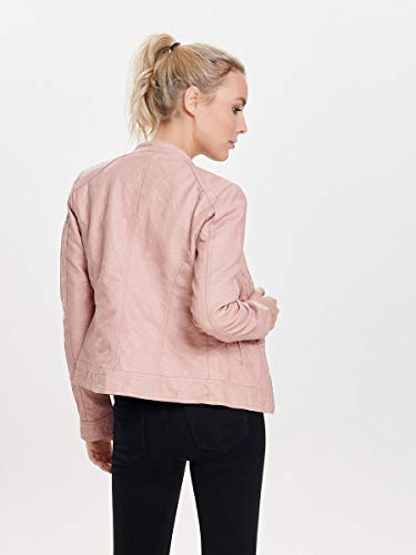 ONLY Damen Kunstlederjacke Reißverschluss Rose - 4