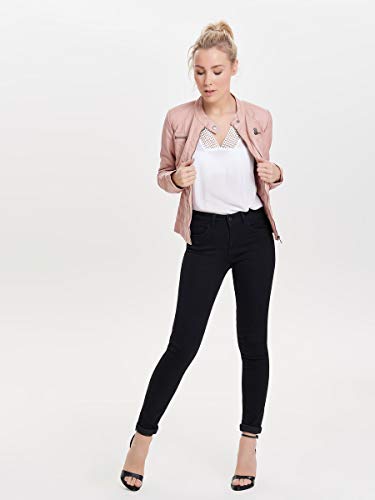 ONLY Damen Kunstlederjacke Reißverschluss Rose - 5