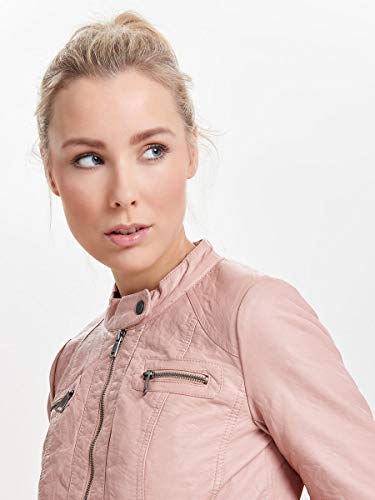 ONLY Damen Kunstlederjacke Reißverschluss Rose - 6