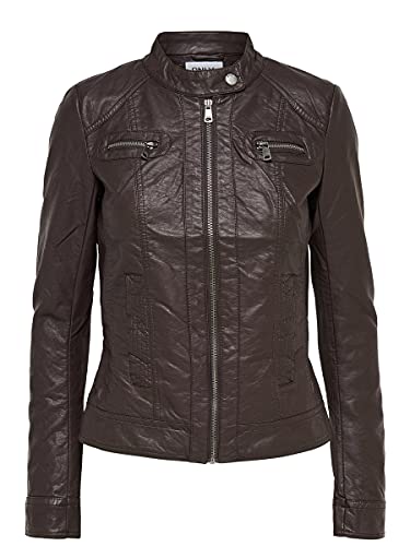 ONLY Damen Kunstlederjacke Reißverschluss Rose - 7