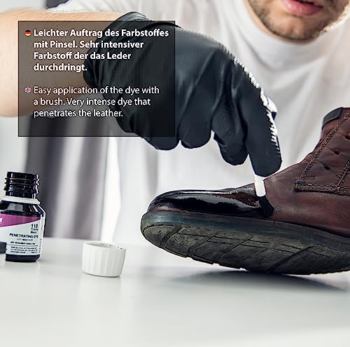 Kaps Penetrating Dye, Tief Einziehende Lederfarbe für Natürliches Glattleder, Genarbtes Leder und Kunstleder - Für Taschen, Schuhe & Zubehör, 50 ml (118 - Schwarz) - 5