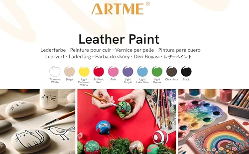 Artme Acryl-Lederfarbe 10 Farben 20 ml x 10, wasserfest, geeignet für Leder, Kunstleder, Holz, Kunststoff, Textilien, Stein, Keramik und Vinyl - 3