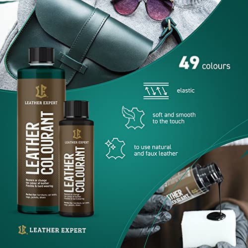 Sehr Deckend Wasser Lederfarbe Dunkelbraun - 50 ml Leather Paint für Natur und ÖkoLeder - Leather Dye Ohne Alkohol für alle Lederaccessoires - Reißt oder Blättert Nicht ab - 4