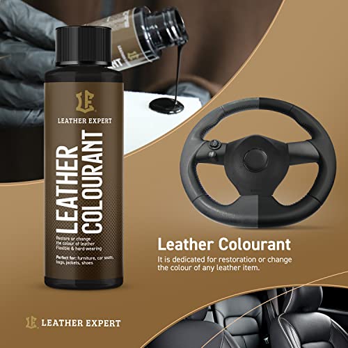 Sehr Deckend Wasser Lederfarbe Dunkelbraun - 50 ml Leather Paint für Natur und ÖkoLeder - Leather Dye Ohne Alkohol für alle Lederaccessoires - Reißt oder Blättert Nicht ab - 5