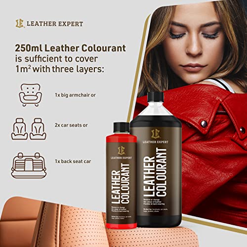 Sehr Deckend Wasser Lederfarbe Dunkelbraun - 50 ml Leather Paint für Natur und ÖkoLeder - Leather Dye Ohne Alkohol für alle Lederaccessoires - Reißt oder Blättert Nicht ab - 6