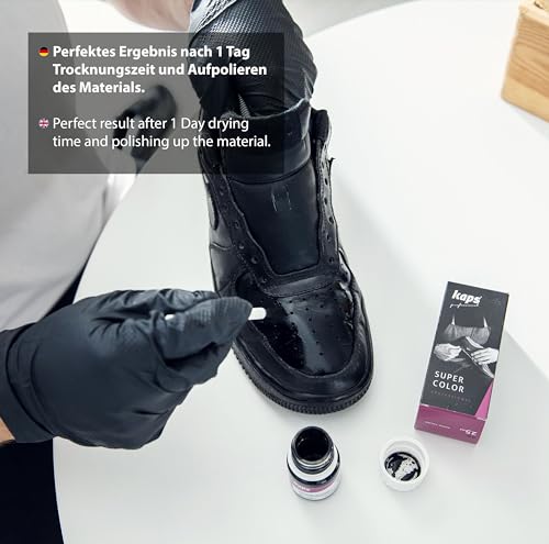Kaps Super Color Lederfarbe für Naturleder, Synthetik und Textil, Lederfärber, 25 ml, Schwarz 118 - 6