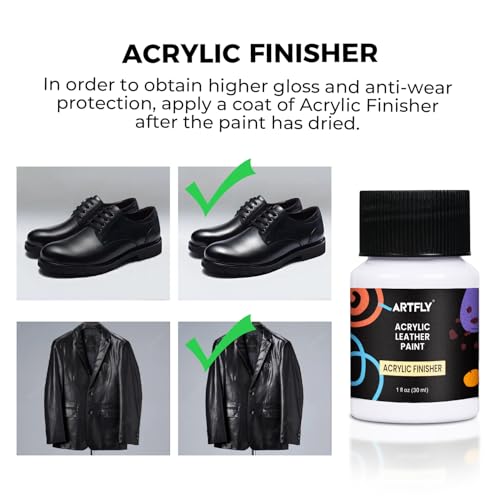 ARTFLY Acryl Lederfarbe Kit, 20 Farben x 30ml mit Acryl Finisher, Acryl-Lederfärbeset, perfekt für Schuhe, Turnschuhe, Jacken, Ledersofas und Autositze - 3