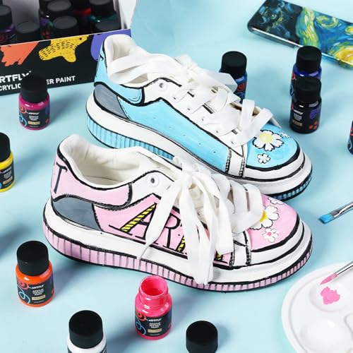 ARTFLY Acryl Lederfarbe Kit, 20 Farben x 30ml mit Acryl Finisher, Acryl-Lederfärbeset, perfekt für Schuhe, Turnschuhe, Jacken, Ledersofas und Autositze - 7