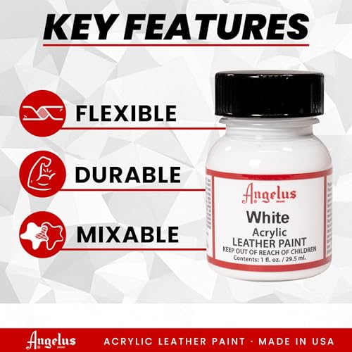 Angelus Acryl-Lederfarbe, Unisex-Erwachsene, 50-1948-A2, weiß, 1 Oz Standard - 2