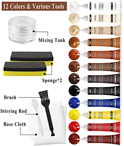 Leder Reparatur Set - Endhokn Leder Autositze, Sofas, Lederbekleidung, Ledertaschen, Gürtel, Reisetaschen Usw Kratzer, Löcher, Verschleiß Kunstleder Reparatur Set（12 Farben） - 2