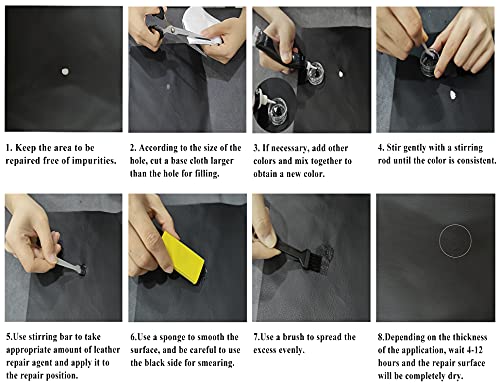 Leder Reparatur Set - Endhokn Leder Autositze, Sofas, Lederbekleidung, Ledertaschen, Gürtel, Reisetaschen Usw Kratzer, Löcher, Verschleiß Kunstleder Reparatur Set（12 Farben） - 7