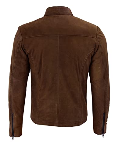 Vance The Leather Herren Echt Lederjacke aus 100% Rindsleder, Braun, M - 5