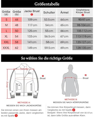 FLAVOR Herren Lederjacke Wildleder Jacke Baumwolle Gefüttert Mit Abnehmbares Kragen Freizeitjacke (XL, Schwarz) - 6
