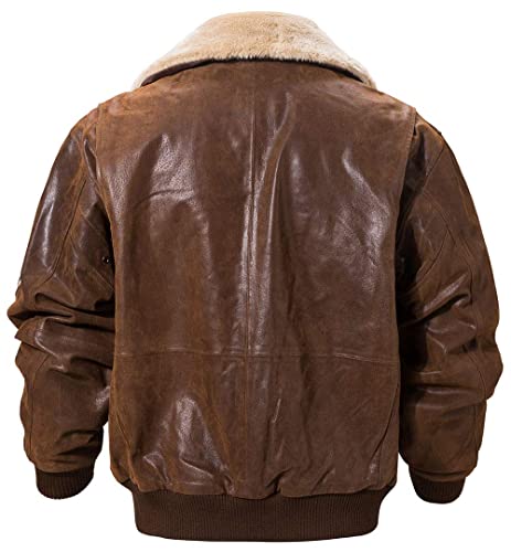 FLAVOR Echtes Lederjacke Herren Luftwaffe Bomber (Braun, XL) - 2