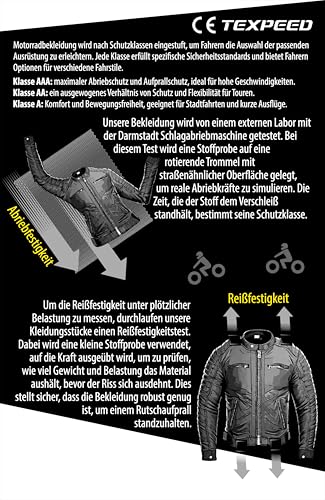 Texpeed Motorrad lederjacke herren mit protektoren - Schwarz Winter/Sommer Gesteppt echtleder Bikerjacke - Motorrad mit original biker rüstung gepanzert (EN 1621-1) Schutz XL - 6