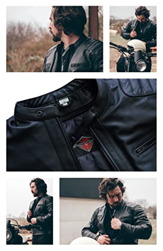 Texpeed Motorrad lederjacke herren mit protektoren - Schwarz Winter/Sommer Gesteppt echtleder Bikerjacke - Motorrad mit original biker rüstung gepanzert (EN 1621-1) Schutz XL - 9
