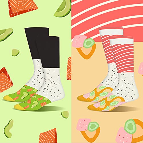 Lustige Socken in Sushi-Form Herren Papa Damen-Geschenke für Männer Lustig Witzige Verrückte Motiv Socken Japanische Geschenkideen Vatertagsgeschenk Ostern Weihnachten Geburtstagsgeschenk - 2 Paar - 2
