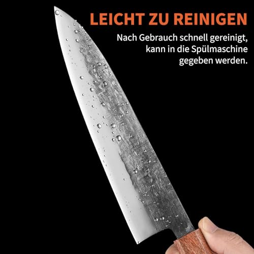 Plys Japanisches Messer Scharf Küchenmesser: Profi Kochmesser 20 cm High Carbon Edelstahl Fleischmesser Küchen Schneidemesser - 5