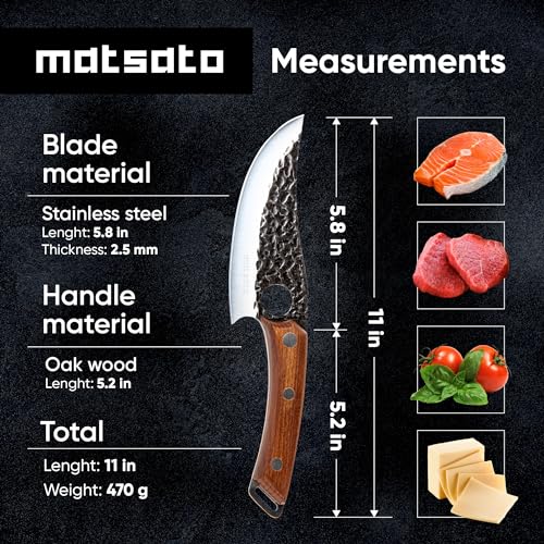 Matsato Kochmesser, Küchenmesser Set mit Premium Lederscheide - Perfekt zum Schneiden und Zerkleinern. Modernen Stil mit traditionellem Reiz - 4