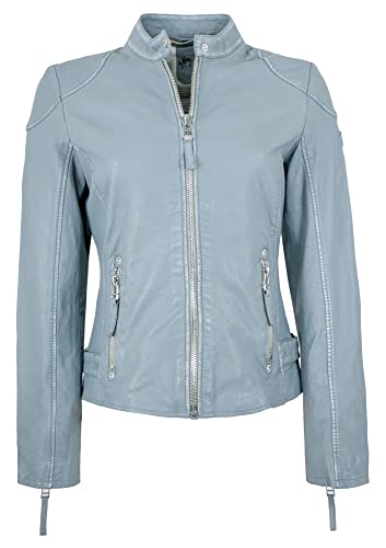 Gipsy - Damen Echtleder Lederjacke Lammnappa Kapuze Dusty Blue Größe Small - 9