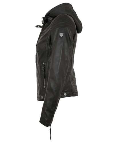 Gipsy - Damen Lederjacke Kapuze Lammnappa schwarz Natur gegerbt Größe XXL - 2