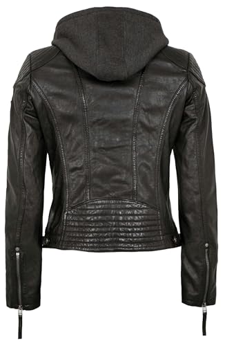 Gipsy - Damen Lederjacke Kapuze Lammnappa schwarz Natur gegerbt Größe XXL - 4